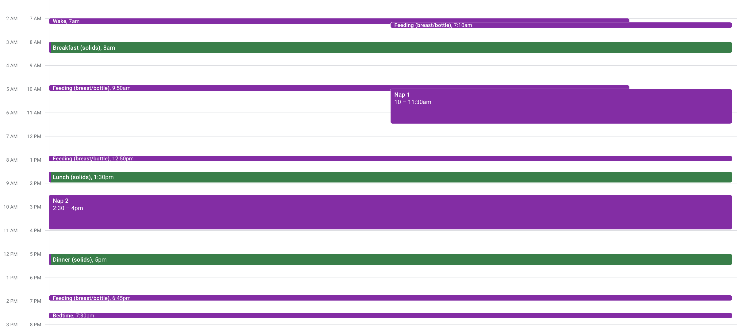 Example calendar